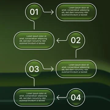Green gradient infographic template with four steps flow design 库存插图
