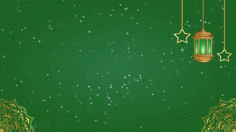 Green gradient Islamic animation background with rotating golden mandala and Isl Stock Footage 237412571