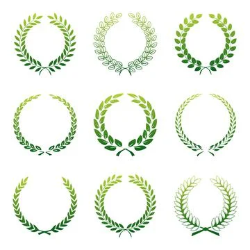 Green gradient laurel set on white background Stock-Illustration
