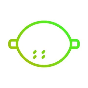 Green gradient lemon line art with two small circles Stock Illustration