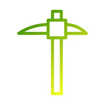 Green gradient pickaxe icon mining tool graphic Stock Illustration