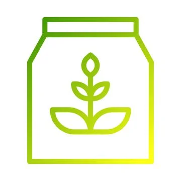 Green gradient seedling sprout bag packaging icon Illustration