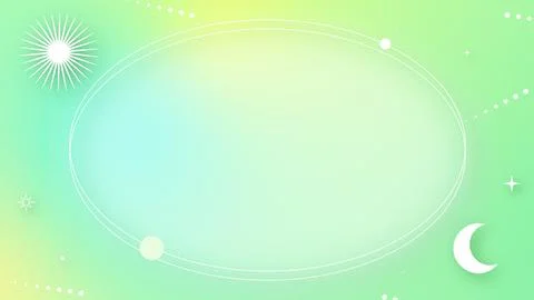 Green Gradient Sun Moon and Shooting Star Background with Oval Frame イラスト素材