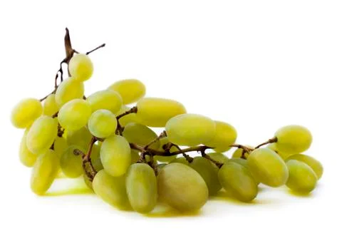 Green grape with leaf isolated on white background Stock Photos