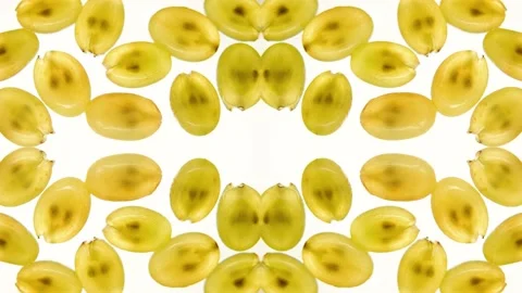 Green grape slices on a white background. Kaleidoscope. Stock Footage 217009715