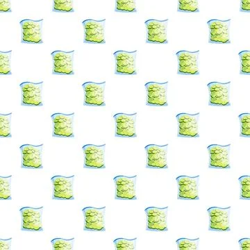 Green grapes in bags seamless pattern background Stock Illustration