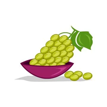Green grapes on dish Stock Illustration