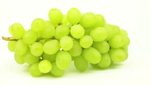 Green Grapes Rotating on White Stock Footage 95256046