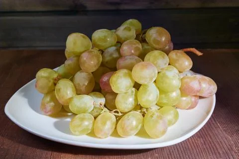 Green grapes on a table 스톡 사진