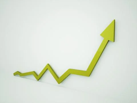 Green graph arrow render Illustrazione stock