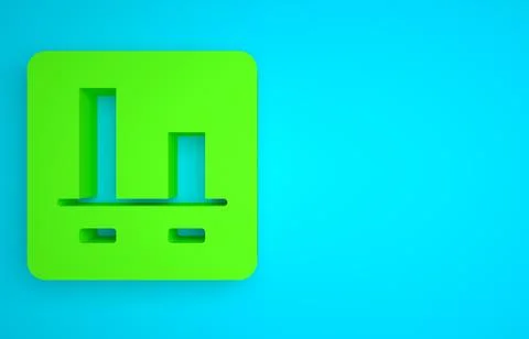Green Graph, chart, diagram, infographic icon isolated on blue background Illustrazione stock