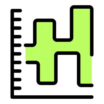 Green graph increasing showing progress and ruler measuring growth Stock Illustration