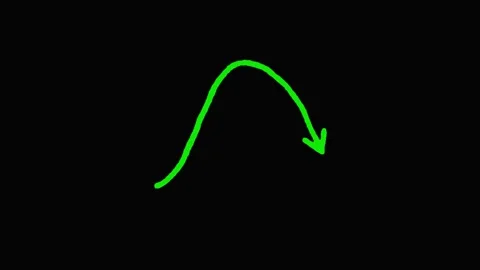 Green Graph Line Ascending with Downward Arrow Motion in Dark Background Stock Footage 340940905