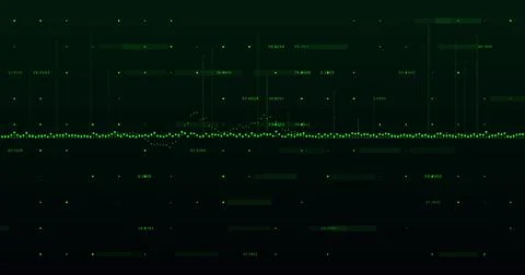 Green graph moving against black background Stock Illustration