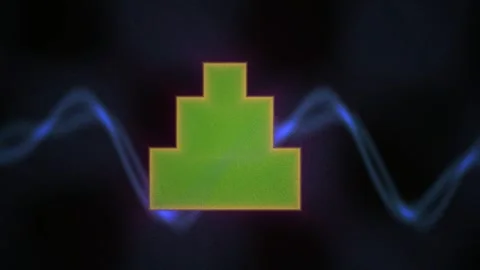 Green graphic shape with blue wave on black background. Stock Footage 336701917