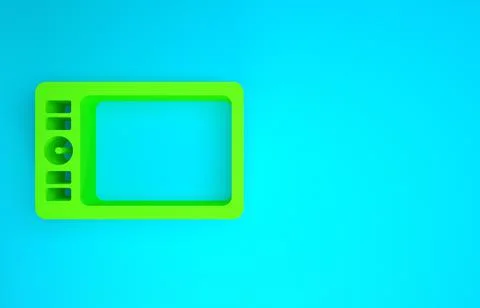 Green Graphic tablet icon isolated on blue background. Minimalism concept. 3d 스톡 일러스트