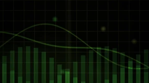 Green graphs and charts on black. Stock Footage 340032115