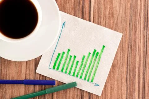 Green graphs on a napkin Stock Photos