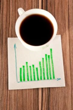 Green graphs on a napkin Foto stock