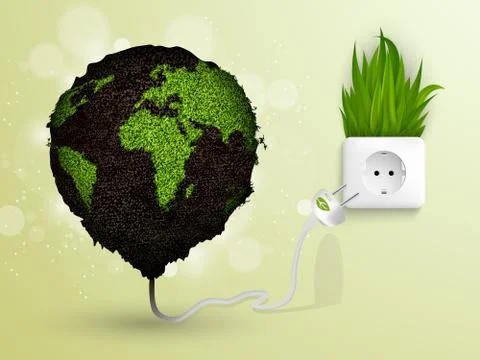 Green grass and socket plug Stock Illustration