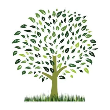 Green grass and tree vector Stock Illustration