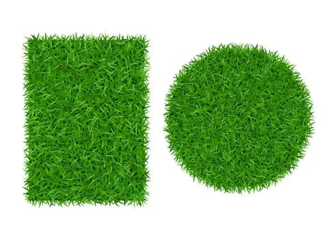 Green grass background 3D set. Lawn greenery nature ball. Abstract soccer fie Stock Illustration