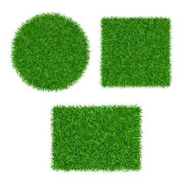 Green grass background 3D set. Lawn greenery nature ball. Abstract soccer fie Stock Illustration
