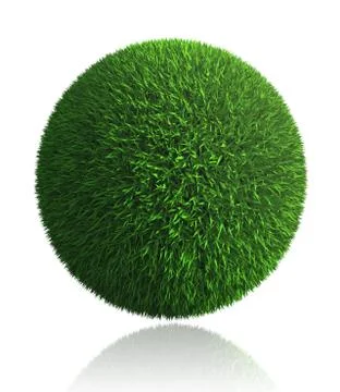 Green grass ball on white background Illustrazione stock