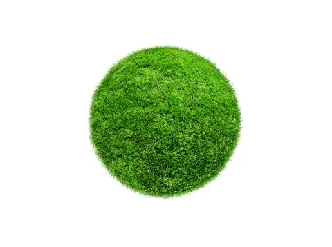 Green grass ball on white Stock Illustration