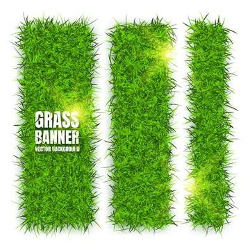 Green grass banners, background. Field, meadow texture, grassy landscape Stock Illustration