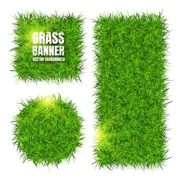Green grass banners, background. Field, meadow texture, grassy landscape Stock Illustration