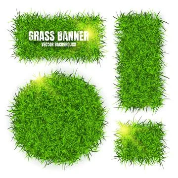 Green grass banners, background. Field, meadow texture, grassy landscape Stock Illustration