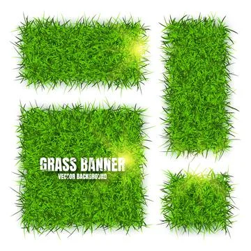 Green grass banners, background. Field, meadow texture, grassy landscape Stock Illustration