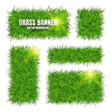 Green grass banners, background. Field, meadow texture, grassy landscape Stock Illustration