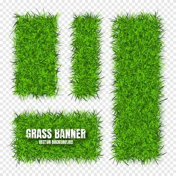 Green grass banners, background. Field, meadow texture, grassy landscape Illustrazione stock