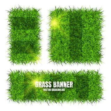 Green grass banners, background. Field, meadow texture, grassy landscape Stock Illustration