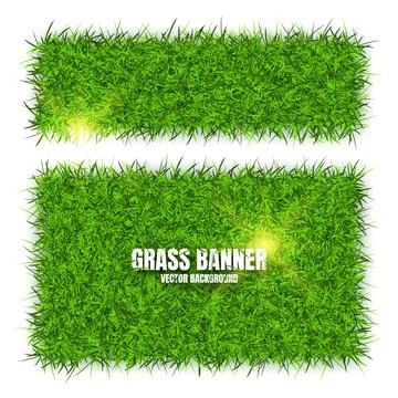 Green grass banners, background. Field, meadow texture, grassy landscape Stock Illustration