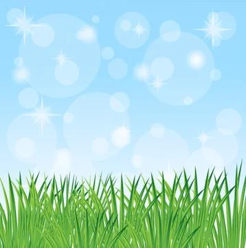 Green grass on a blue background Stock Illustration