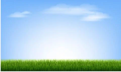 Green Grass Border With Blue Sky And Cloud Stock Illustration