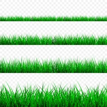 Green Grass Border Set, Vector Illustration. Stock Illustration