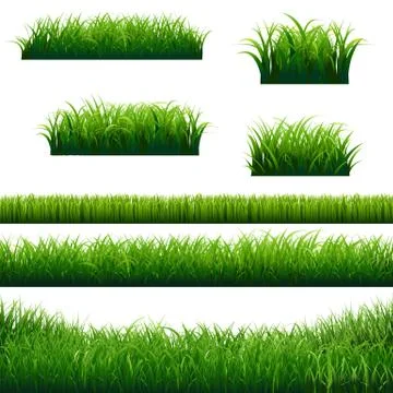 Green Grass Borders Big Collection Stock Illustration