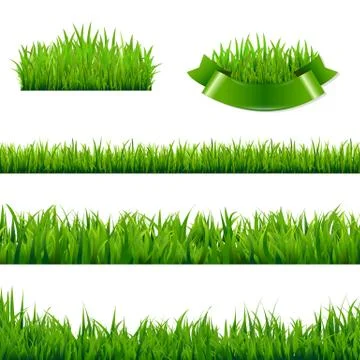 Green Grass Borders Collection Stock Illustration