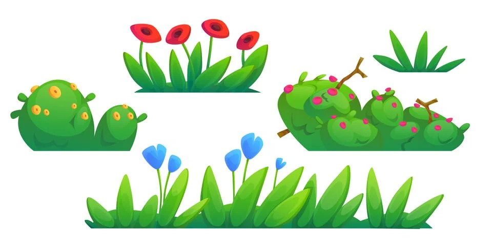 Green grass borders set Stock Illustration