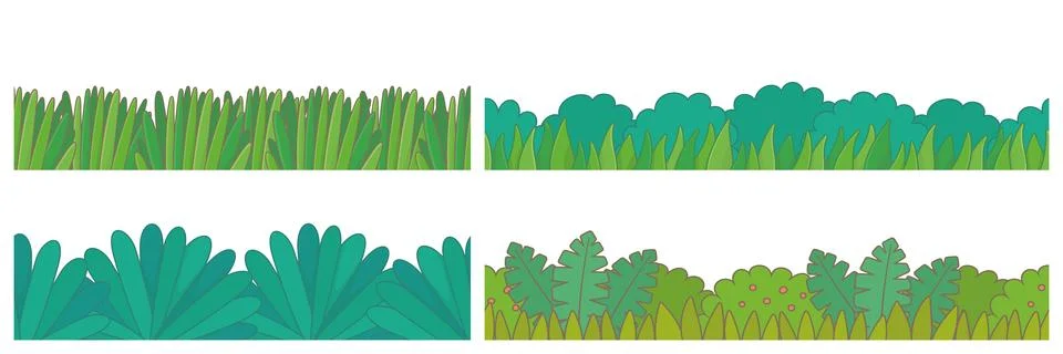 Green Grass Borders Set Stock Illustration