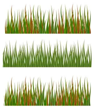 Green grass borders set nature lawn meadow spring vector illustration Stock Illustration