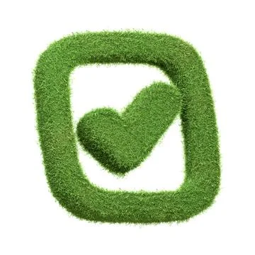 Green Grass Check Mark Inside Square Stock Illustration