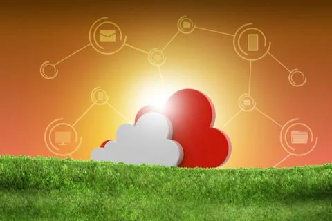 Green grass with clouds Stock Illustration