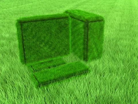 Green grass computer Stock Illustration