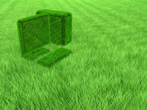 Green grass computer Illustrazione stock