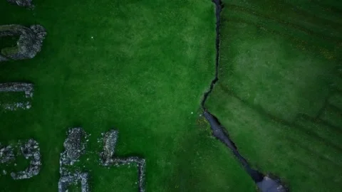 Green grass fields of Faroe Islands Stock Footage 140443531